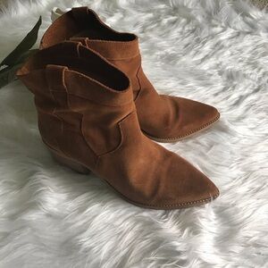 New look premium cognac suede western bootie 9